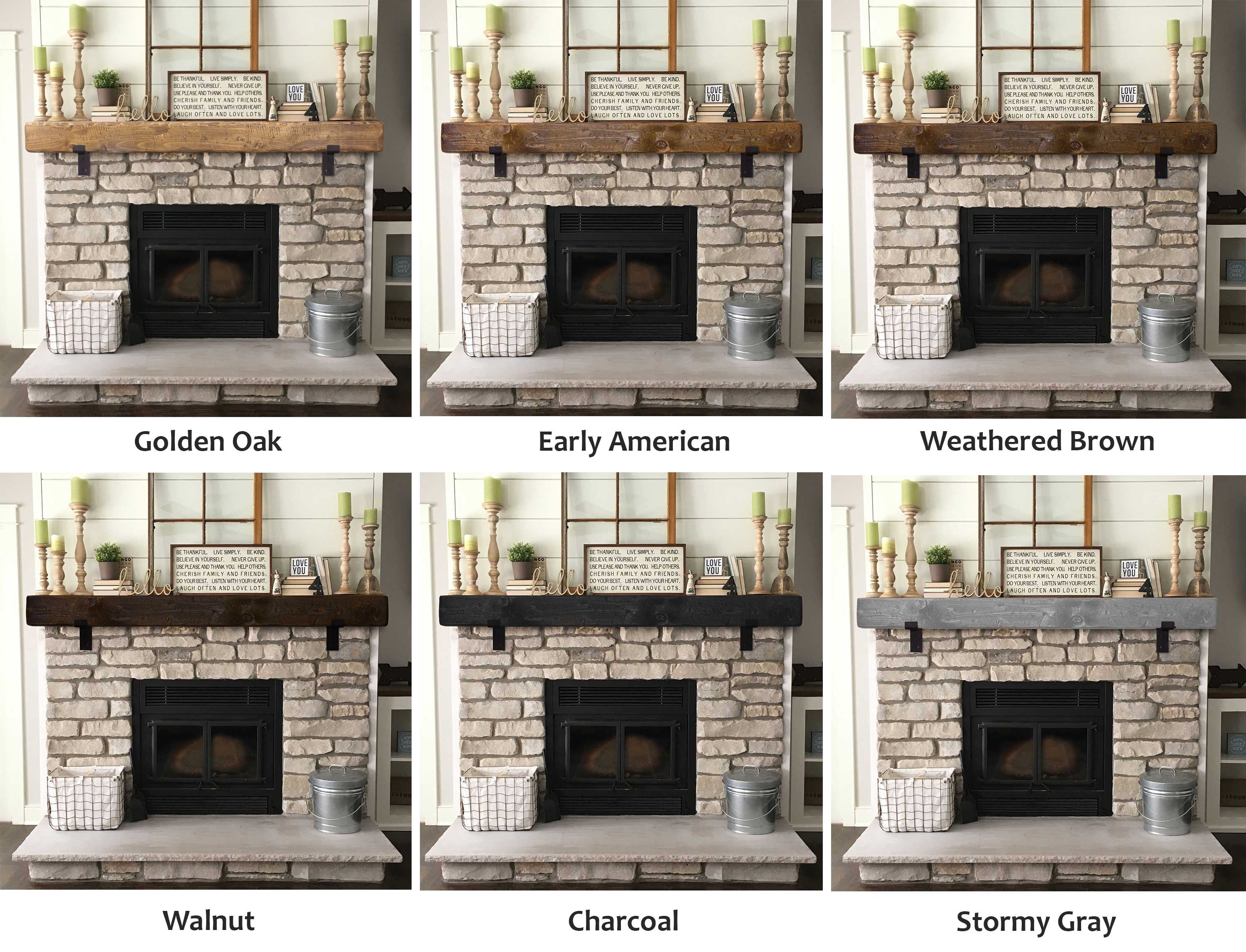 Rustic Mantel with Metal Brackets