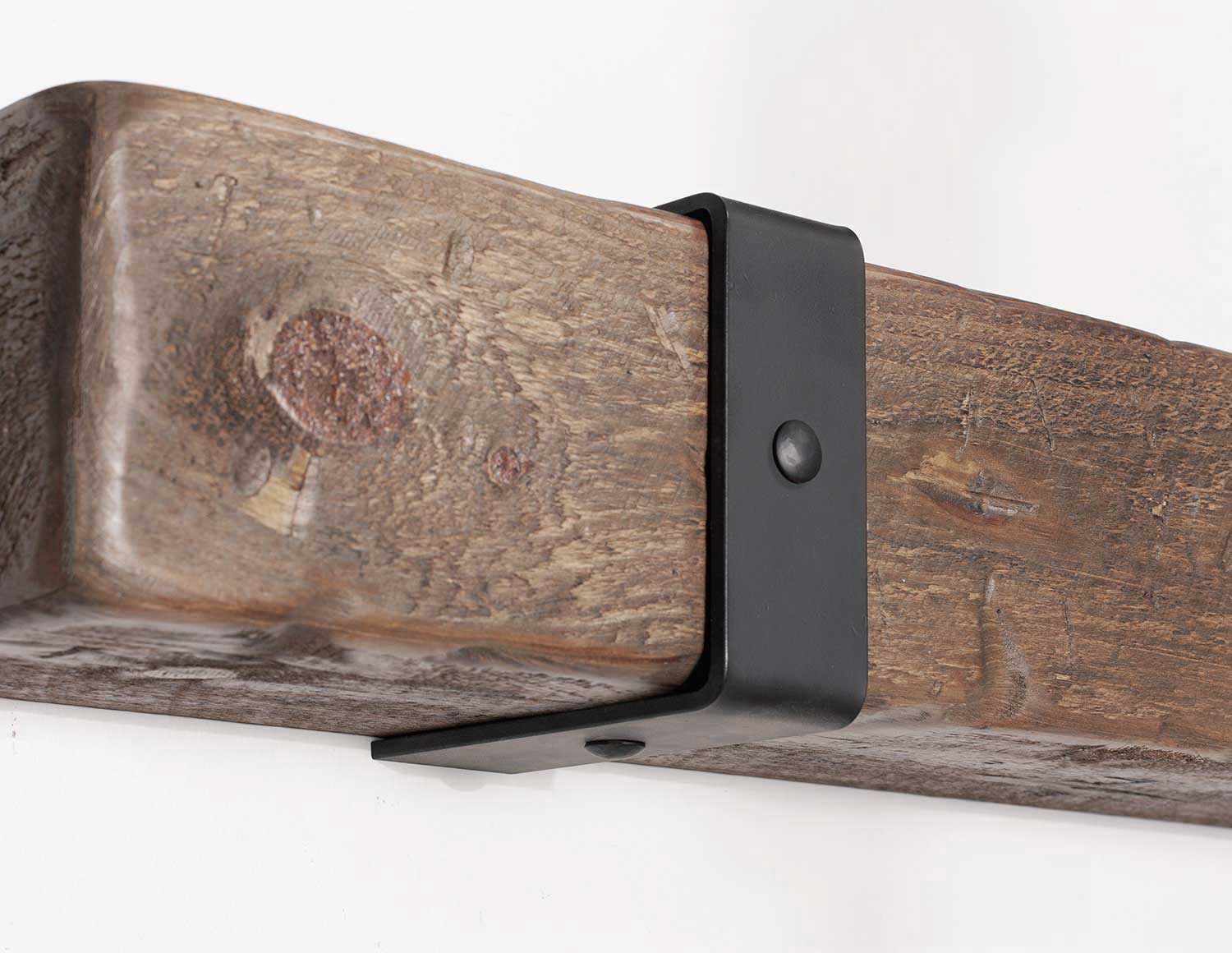Rustic Mantel with Metal Rivet Straps
