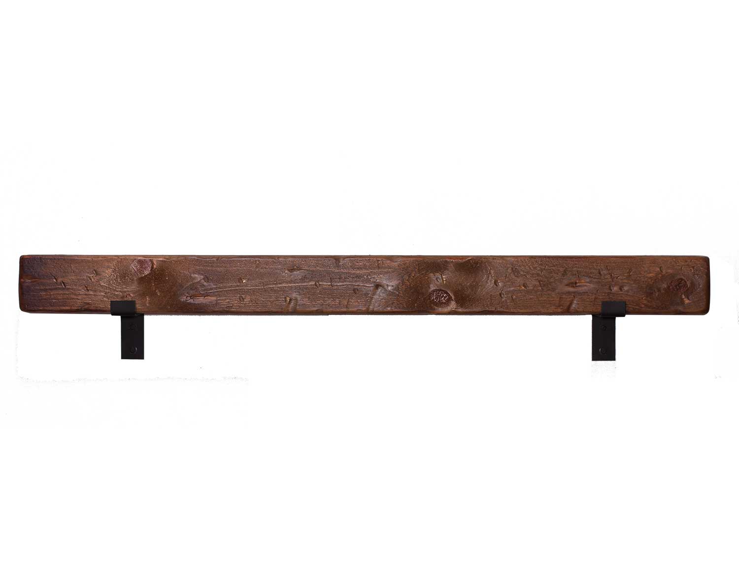 Rustic Mantel with Metal Brackets