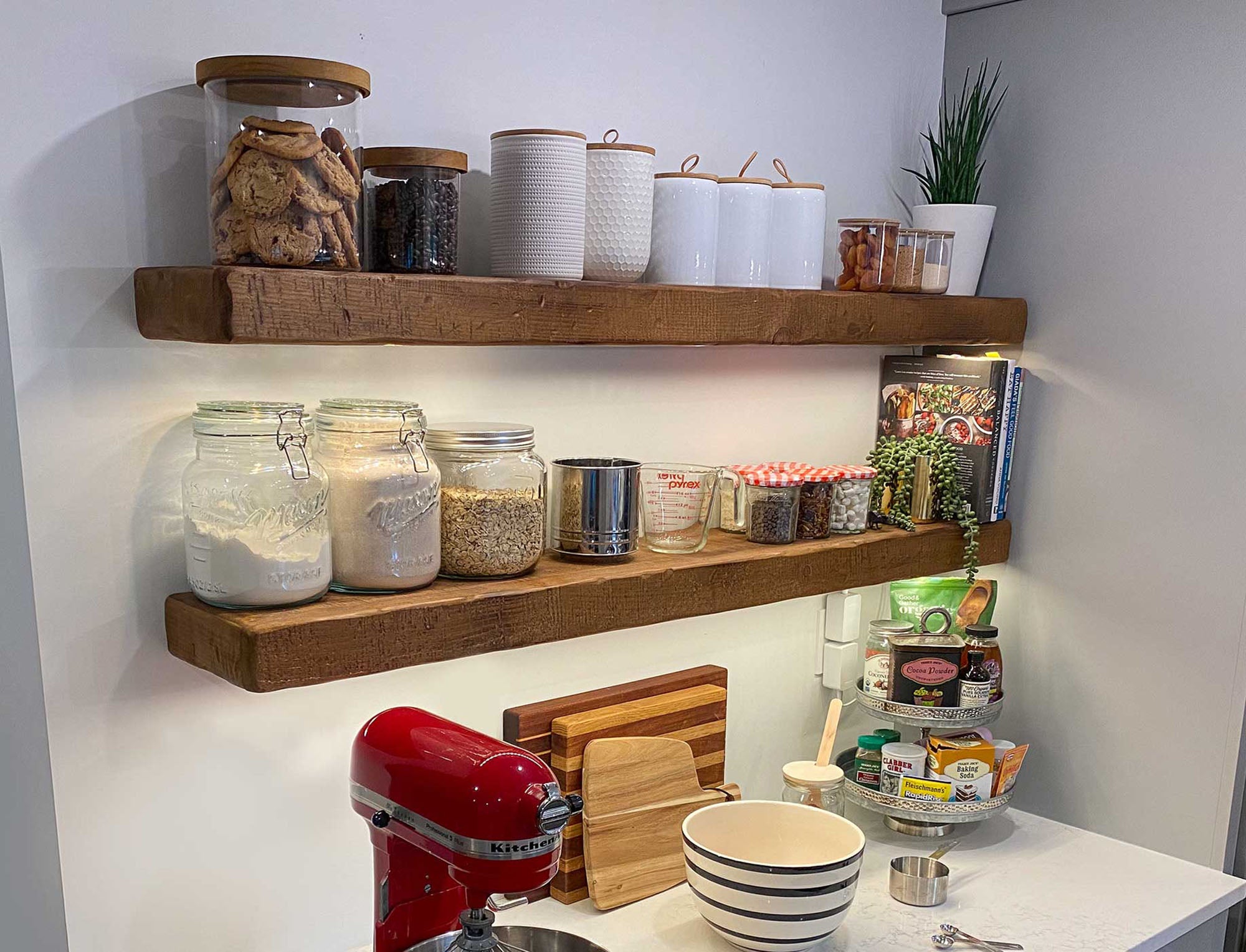 Floating Rustic Shelf with Integrated LED Lights - 3" Thick