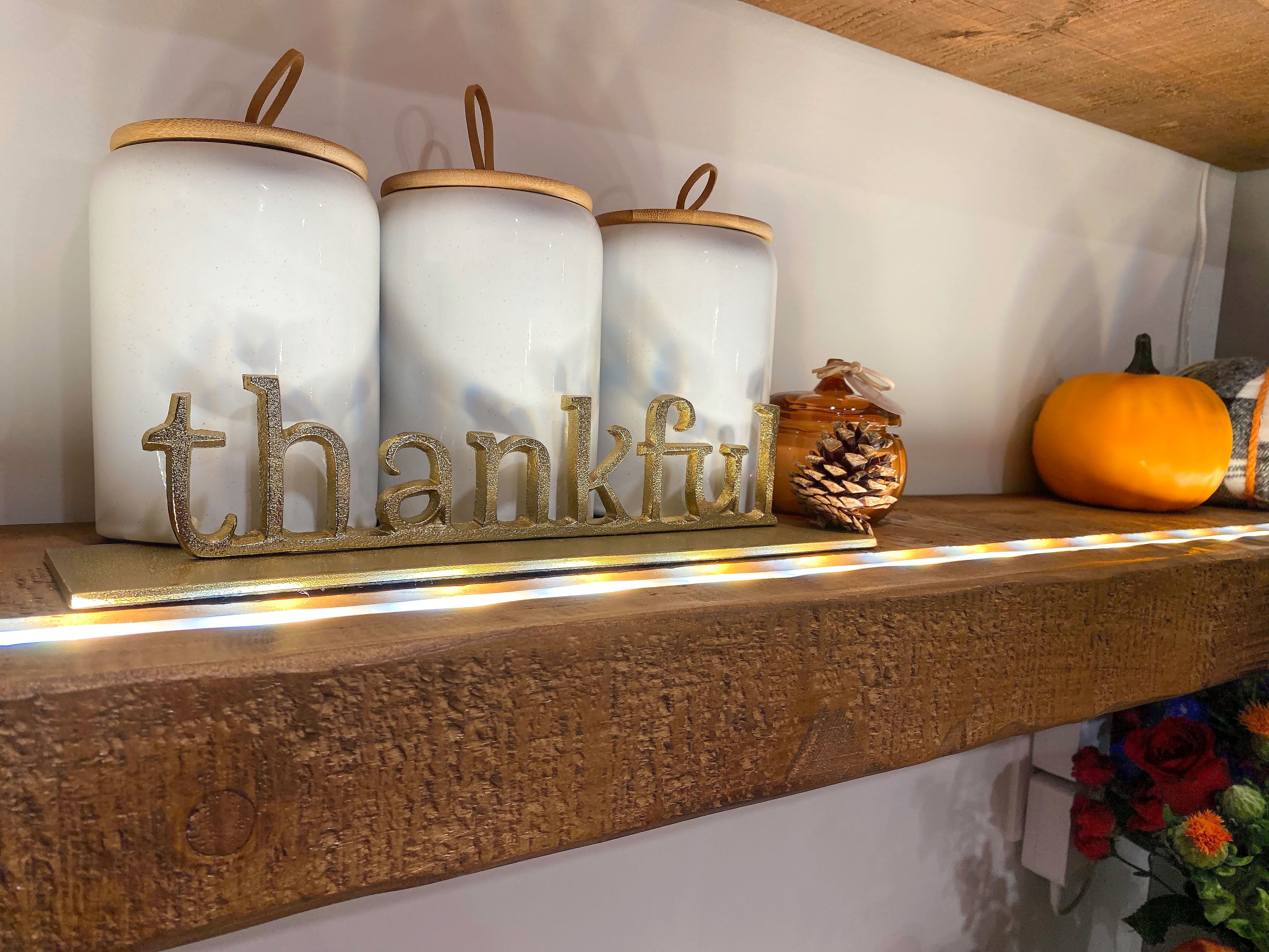 Floating Rustic Shelf with Integrated LED Lights - 3" Thick