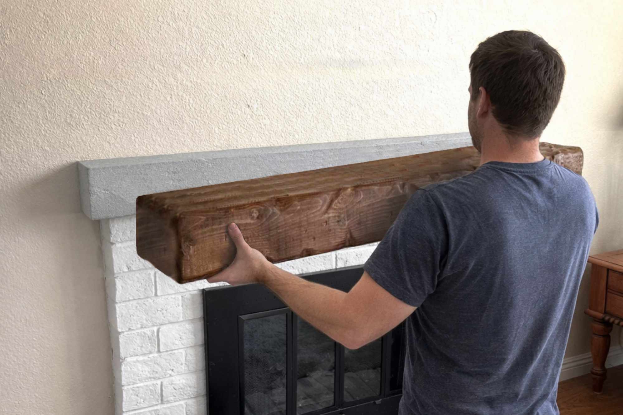 How to Cover an Existing Fireplace Mantel (Without Removing It)