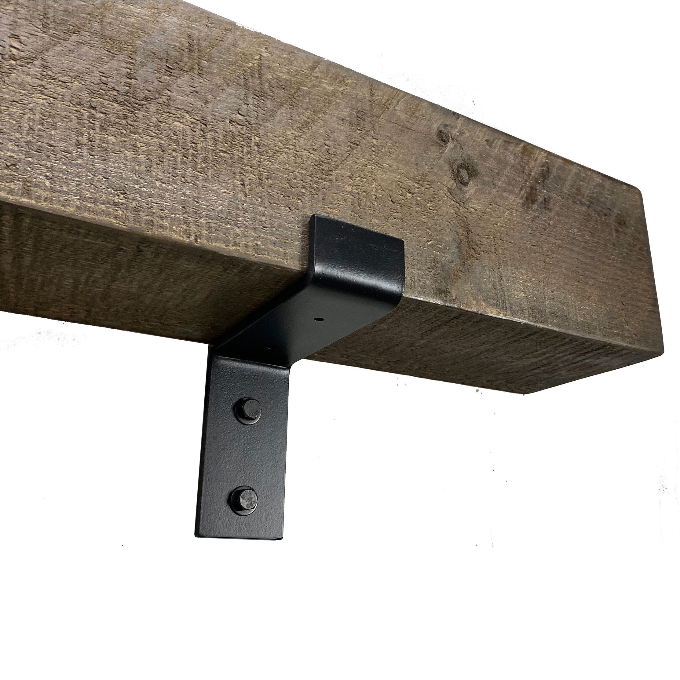 Modern Fireplace Mantel with Metal Brackets