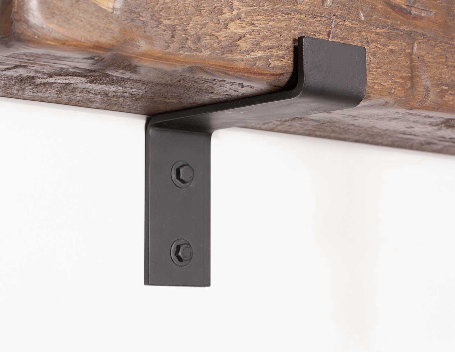Rustic Mantel with Metal Brackets – Helm & Home