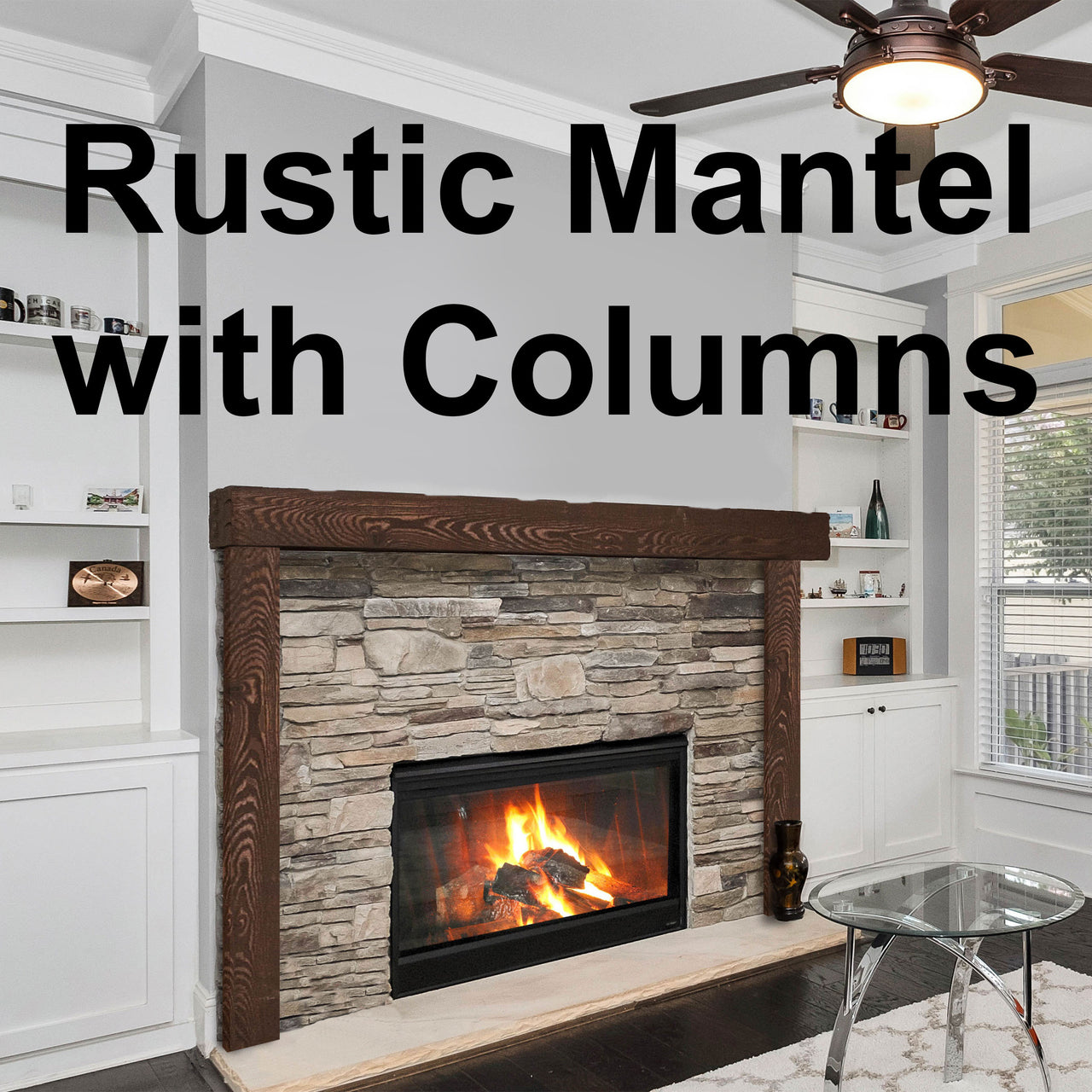 Rustic Mantel with Columns