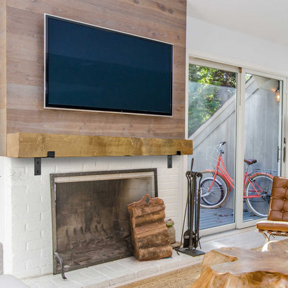 Modern Fireplace Mantel with Metal Brackets