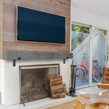 Modern Fireplace Mantel with Metal Brackets