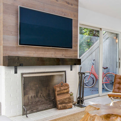 Modern Fireplace Mantel with Metal Brackets